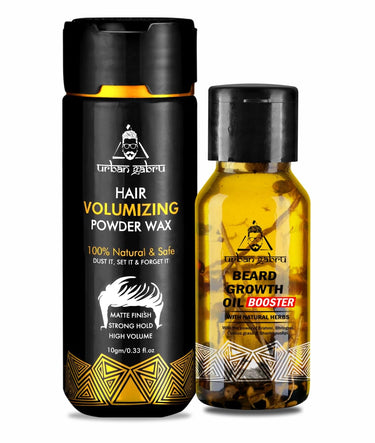 Urbangabru Hair Volumizing Powder 10 GM & Beard Booster Oil 60 ML - Men's Grooming Combo Kit